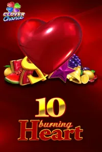 10 burning heart slot logo